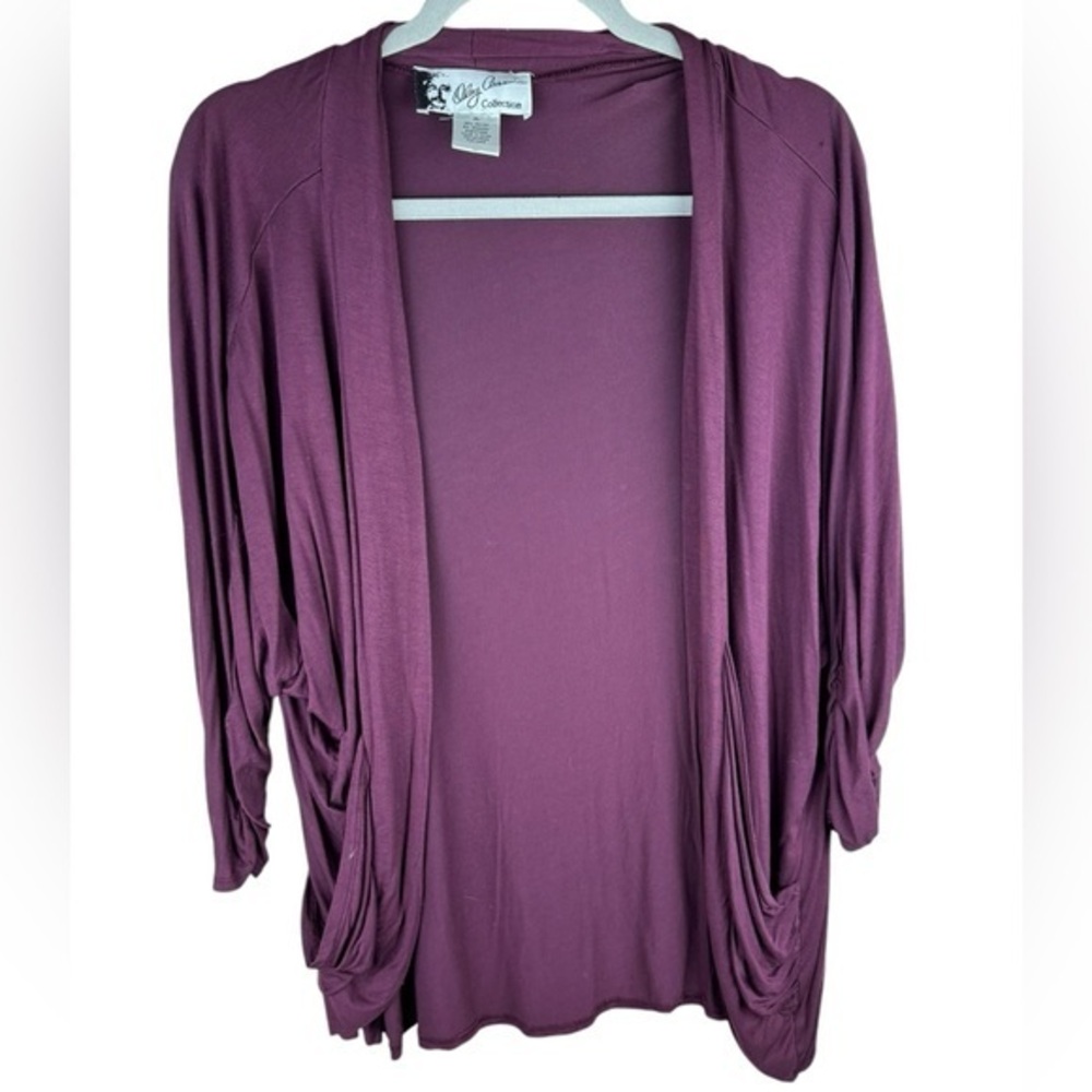 Oleg Cassini collection women’s maroon light weight Rouched bolero cardigan XL